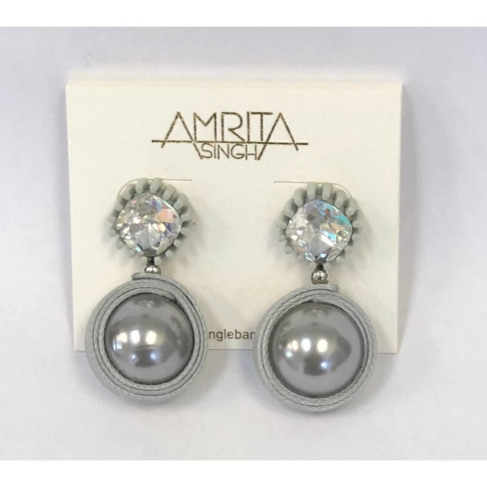 Amrita Singh Janica Grey Pearl Crystal Earrings